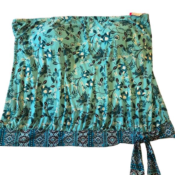 A SHORE FIT! Blue Boho Print Swim Top Removable /Convertible Straps Size XXL - Picture 1 of 7